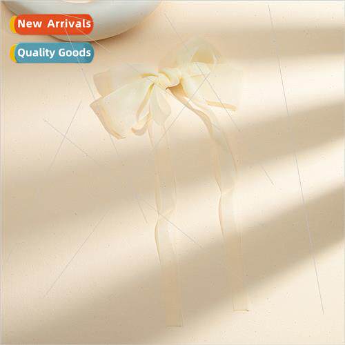 Spring summer  beige ribbon bow female elegant back head hai