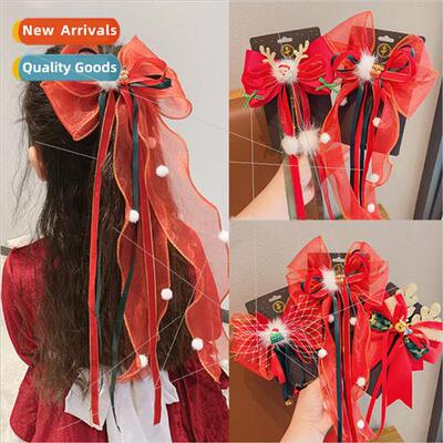 Christmas hair clips cute bow children tie hair ribbons elk