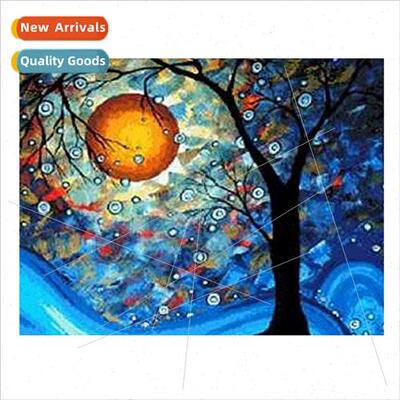 New handmade full embroidery Van Gogh abstract moon e branch