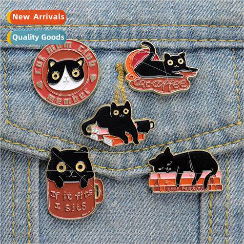 New alloy animal brooch cartoon cute black cat party book le