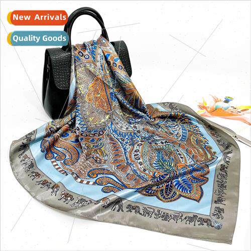 22 new spring simulation silk women satin silk scarf printed