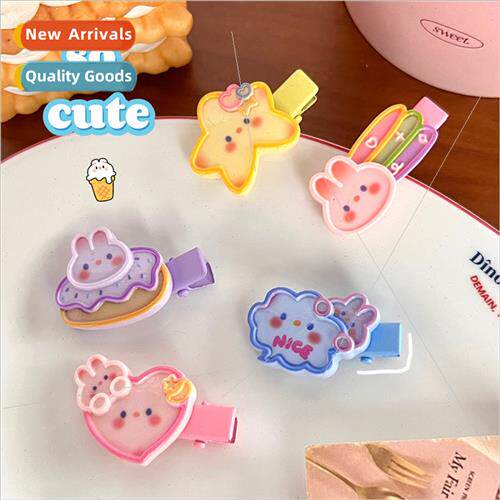 Cute mini rabb hair clips ins wind girl heart side clip bang