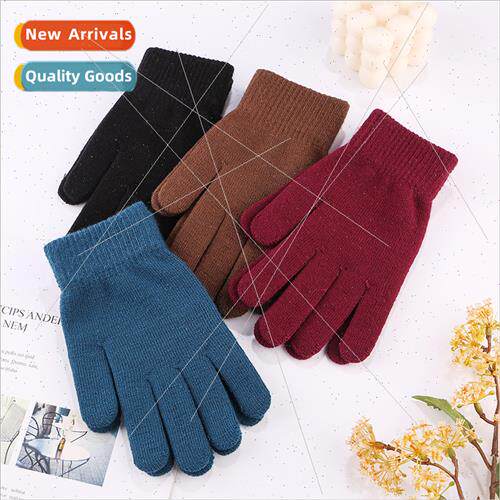Autumn winter  solid color woolen gloves warm thickened knte
