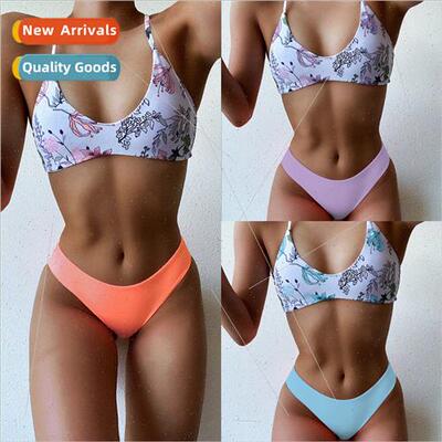 2021Europe new floral U-neck sexy bikini separates swimsu sw