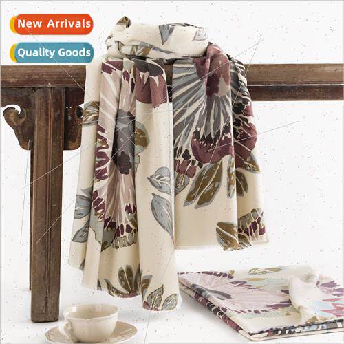 2023 printed scarf female winter new faux cashmere scarf war