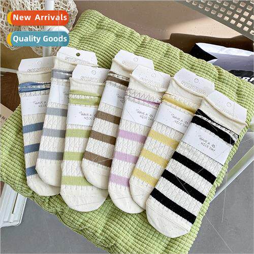 Striped socks women mid-calf socks ins tide cotton super-hot