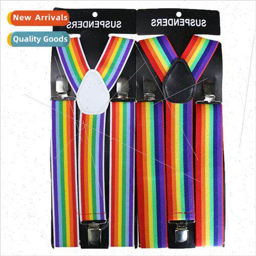 3.5cm wide colorful rainbow printed strap clip men adult men