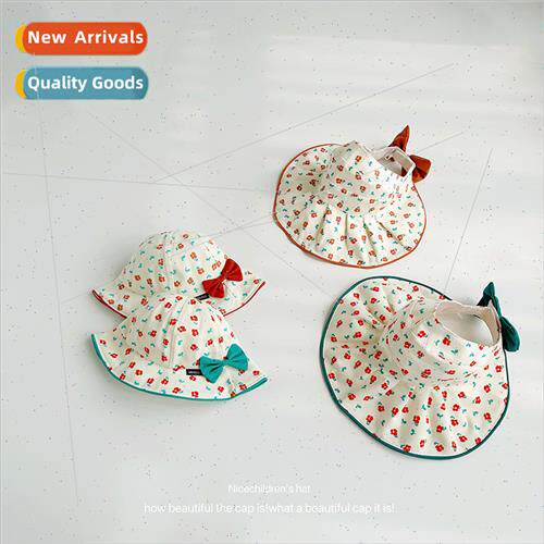 Spring summer baby cap - small flowers bow sunshade fisherma