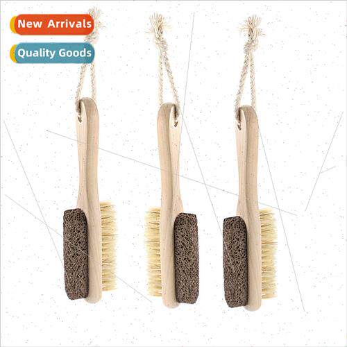 Volcanic stone double-sided foot grinder pig bristle brush w