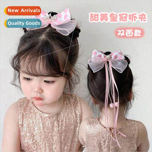 Double-sided crown bow girls grab clip children cute broken