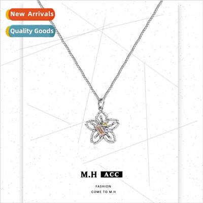 Skeleton Flower Double Layers Necklace Women Collarbone Chai