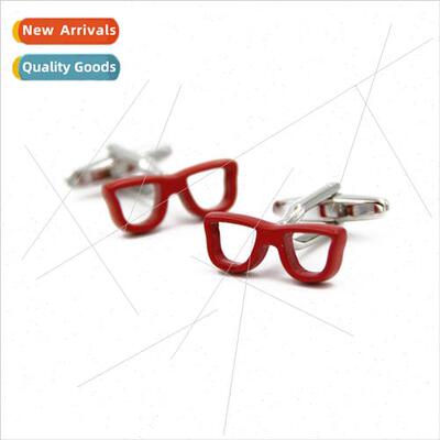 red lacquered eyeglasses frame d cufflinks studs men shirt