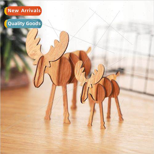 New Christmas decorations wooden DIY elk ornaments children