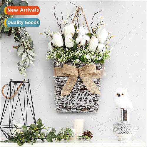 Home door hanging Faux flowers spring wreath living room wed