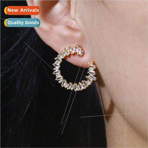 Golden circle earrings 2023 new set zirconia earrings female