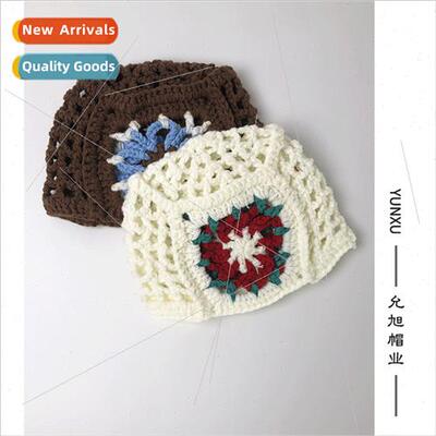 Korea niche designer  hand-knted fisherman hat female hollow