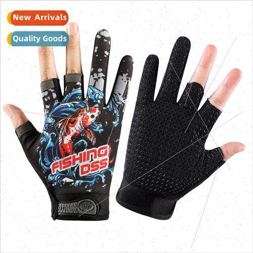 Dew three fingers fishing gloves anti-stinging -slip men sum