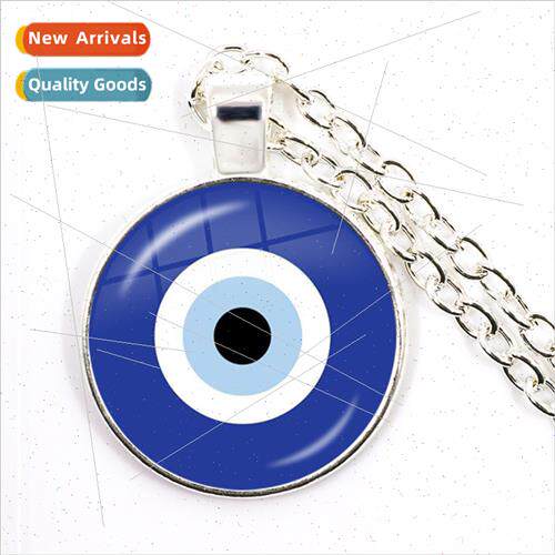 Evil Eye cky Amulet Timeless Gemstone Glass Pendant Necklace