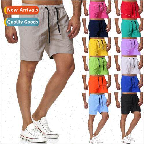 2021 Men Mix Match Five Fast Dry Solid Color Beach Pants Spo