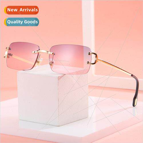 50708 square rimless sunglasses cut edge sunglasses female f