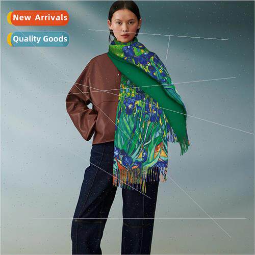 New faux cashmere scarf female retro ethnic flowers fall win