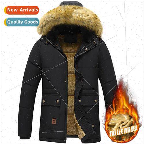 Jacket men dad winter hooded cotton jacket father winter mid
