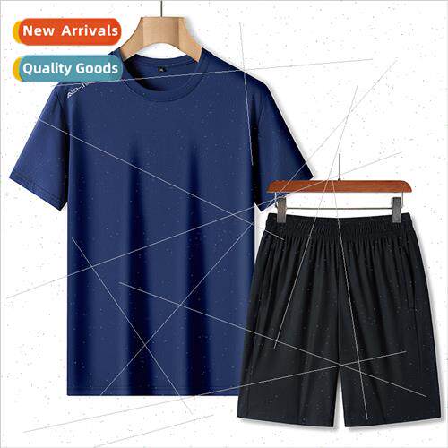Ice silk short-sleeved su men summer 2023 new running loose