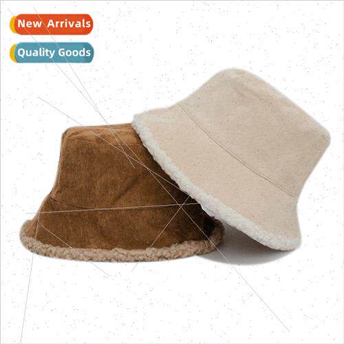 Korea  solid color corduroy fisherman hat thickened warm lam