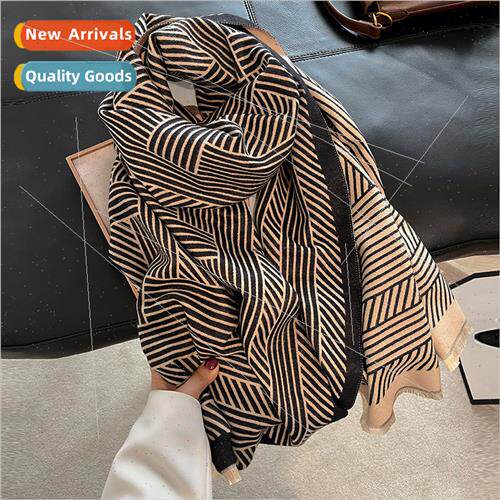 Autumn winter new minimalist stripes fashion warm scarf fema