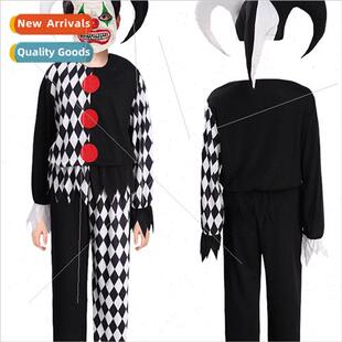 Scary Clown cos diamond lattice costume Halloween cosplay co