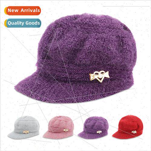 new middle-aged knted wool cap winter old lady warm pullover