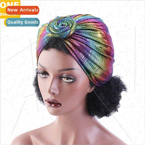 Hot gold-colored flower headscarf cap Baotou cap Ethnic head