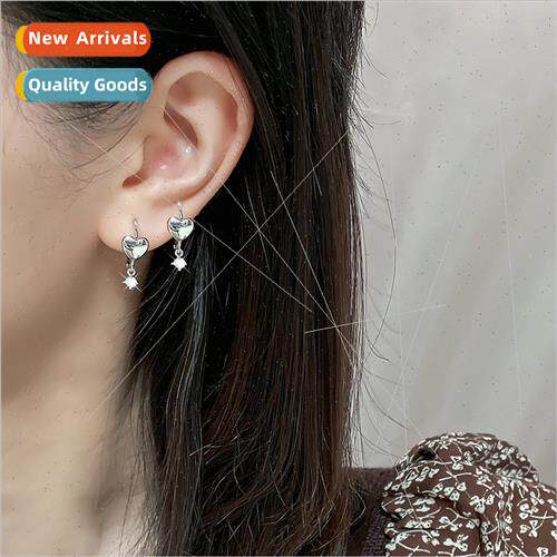 French earrings simple fashion single diamond love small ear