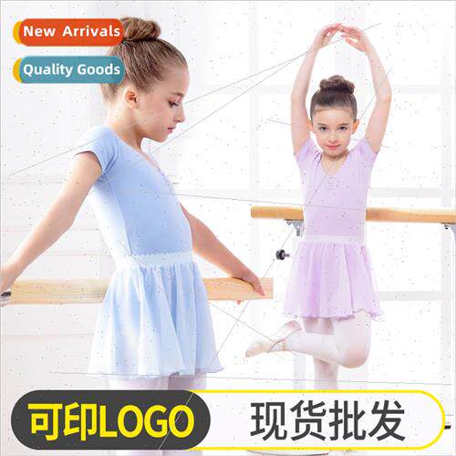 Childrens dancewear summer girls short-sleeved dance dress s