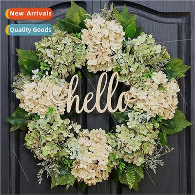 Spring summer wreath Hello hydrangea simulation wreath door