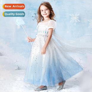 summer new Princess dress ski Elsa skirt Frozen Girls Europe