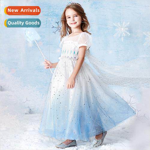 Girls dress skirt summer new Europe Frozen Elsa Princess ski