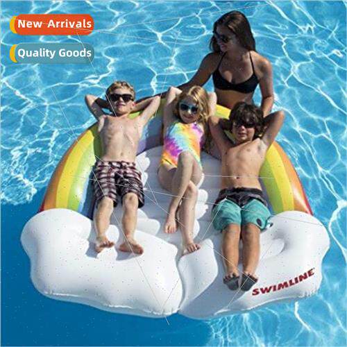 Summer new rainbow islpool inflatable riding cloud floating
