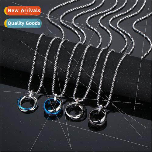 Tanium steel necklace female hundred matching three ring swe