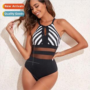swimsu thin mesh New tight piece splicing womens one