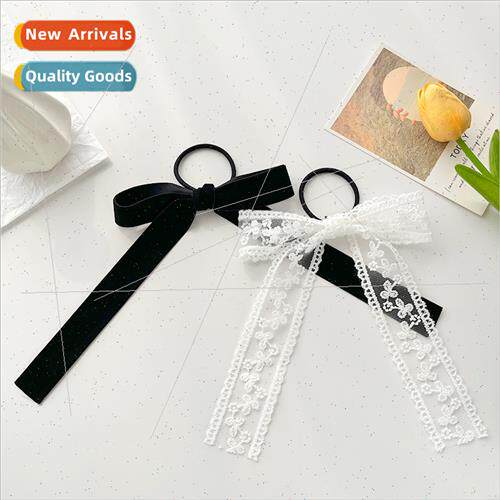 2023 new bow fluttering ribbon hair rope female French sweet