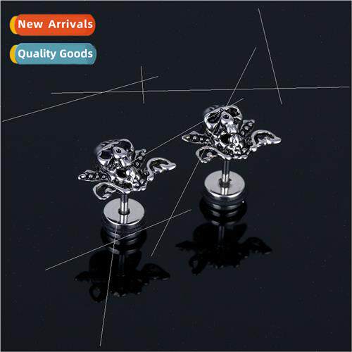 stainless steel earrings ear buckle swordsman skull earrings