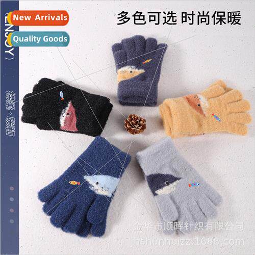 New fall winter boys knted five-finger gloves thickened warm