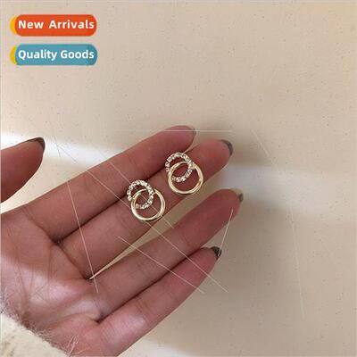 Delicate rhinestone circle earrings 2022 new tide Korea earr