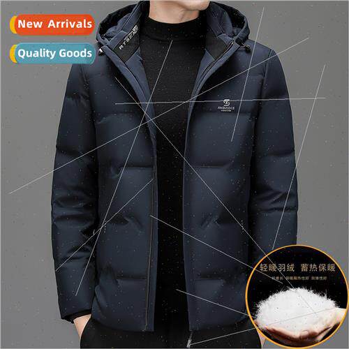 Down jacket men winter short hooded 2023 new casual thickene