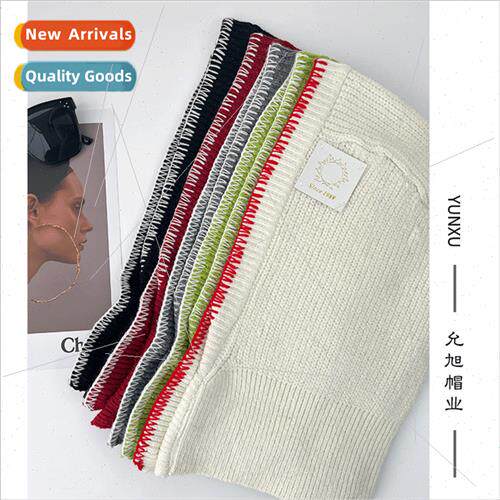 Avocado green Korean hooded h color sewing edge knted balacl