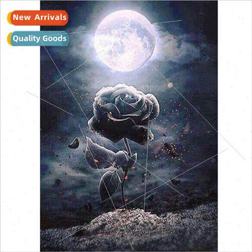 Rose under moon DIY full round diamond handmade point diamon
