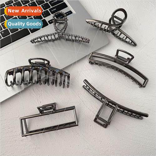 ins cold wind black metal hair clips back head plate hair si
