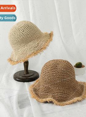 2021 new hand-hooked women straw hat burlap fashion summer s