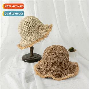 hat hand summer fashion burlap straw women hooked new 2021